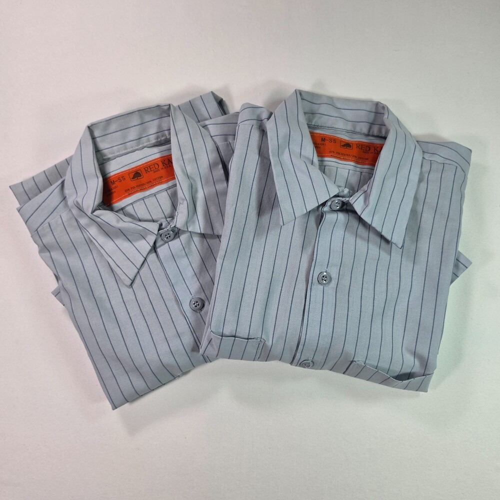 Vintage Red Kap Work Shirt Lot of 2 M-SS USA Made Gray Pinstripe Uniform